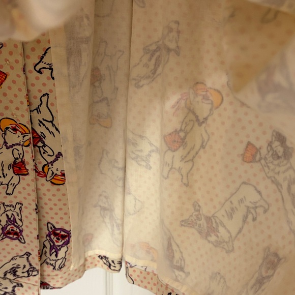 Whimsical Mod Cloth Polka Dot Corgi Dog Belted Dress Red Purple XL - Picture 6 of 9